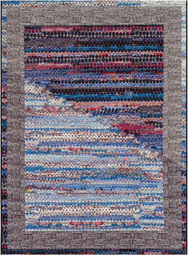 Multicolor 5' 1 x 7' 1 Outdoor Modern Rectangle Area Rug Weather Resistant for Patio, Deck, Terrace, Balcony, Porch 100% Polypropylene Modern Outside Carpet for Sale at Rug Engine