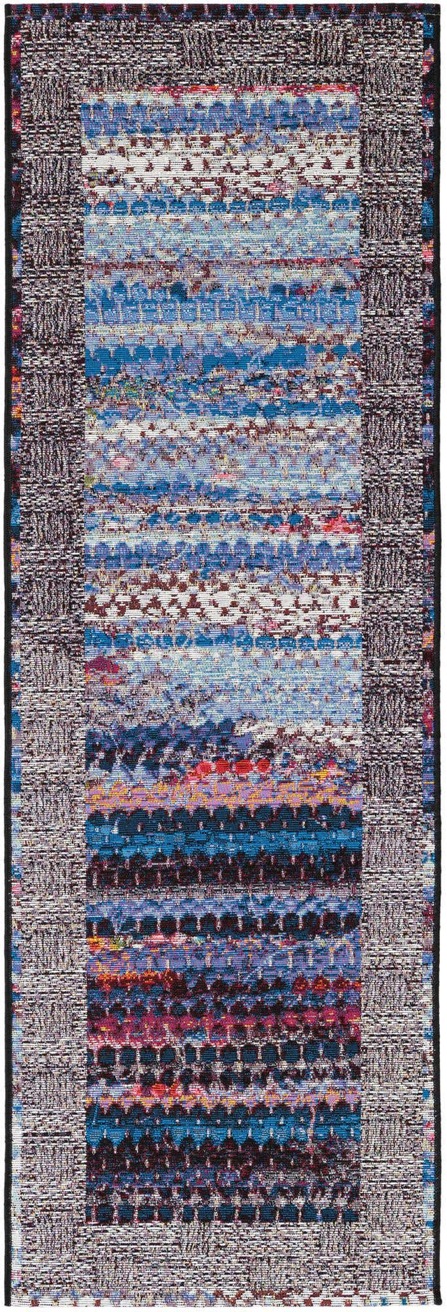 Multicolor 2' x 6' 1 Outdoor Modern Runner Area Rug Weather Resistant for Patio, Deck, Terrace, Balcony, Porch 100% Polypropylene Modern Outside Carpet for Sale at Rug Engine