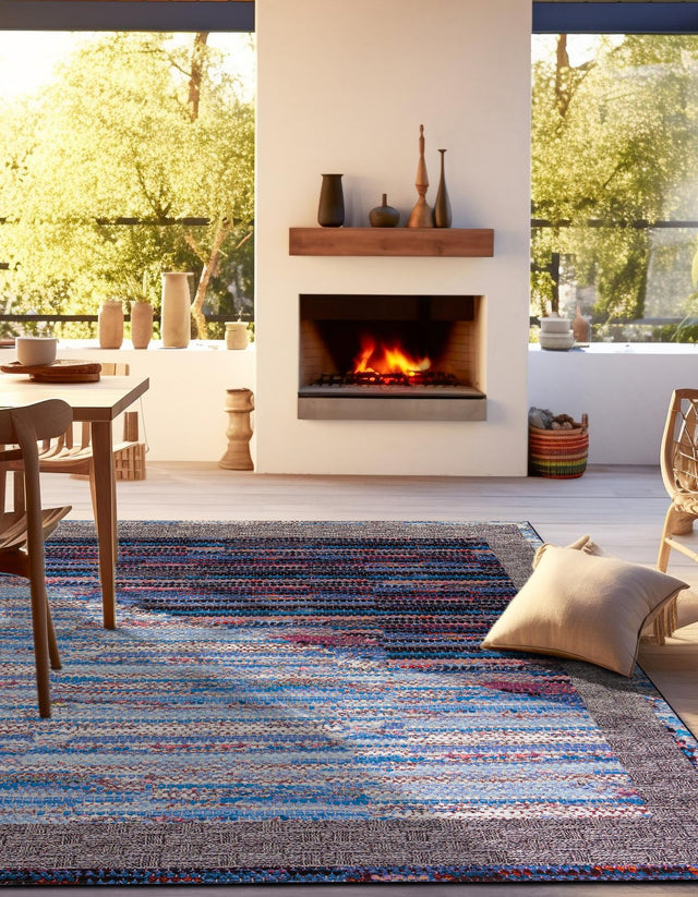 Multicolor 10' x 10' Outdoor Modern Square Area Rug Weather Resistant for Patio, Deck, Terrace, Balcony, Porch 100% Polypropylene Modern Outside Carpet for Sale at Rug Engine