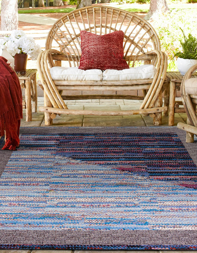 Multicolor 7' 10 x 7' 10 Outdoor Modern Square Area Rug Weather Resistant for Patio, Deck, Terrace, Balcony, Porch 100% Polypropylene Modern Outside Carpet for Sale at Rug Engine