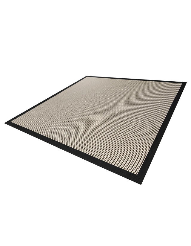 Black 10' x 10' Outdoor Border Square Area Rug Weather Resistant for Patio, Deck, Terrace, Balcony, Porch 100% Polypropylene Classic Bordered Carpet for Sale at Rug Engine