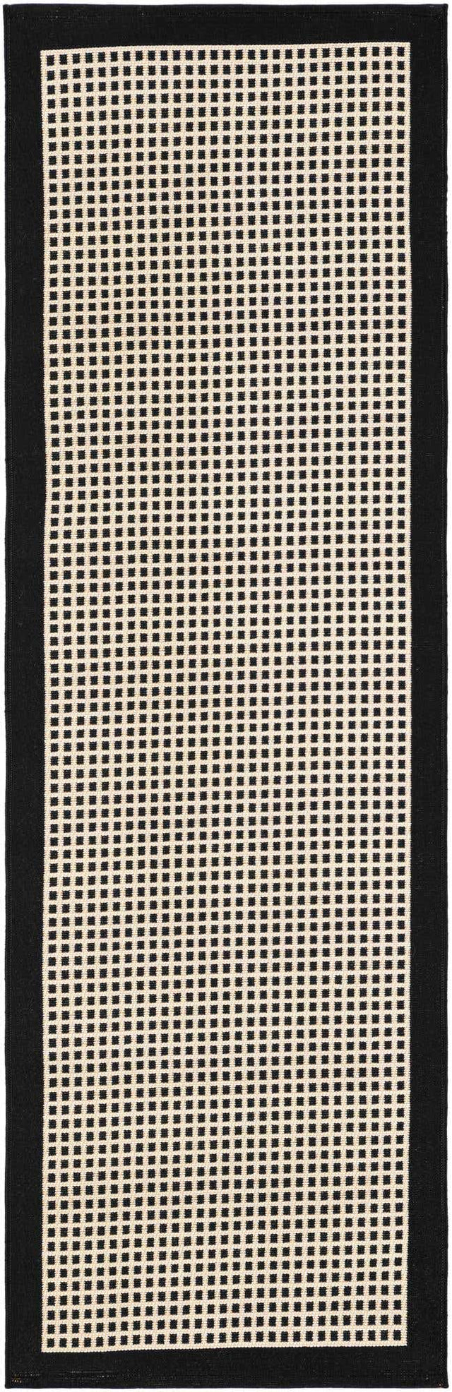 Black 2' x 6' 1 Outdoor Border Runner Area Rug Weather Resistant for Patio, Deck, Terrace, Balcony, Porch 100% Polypropylene Classic Bordered Carpet for Sale at Rug Engine