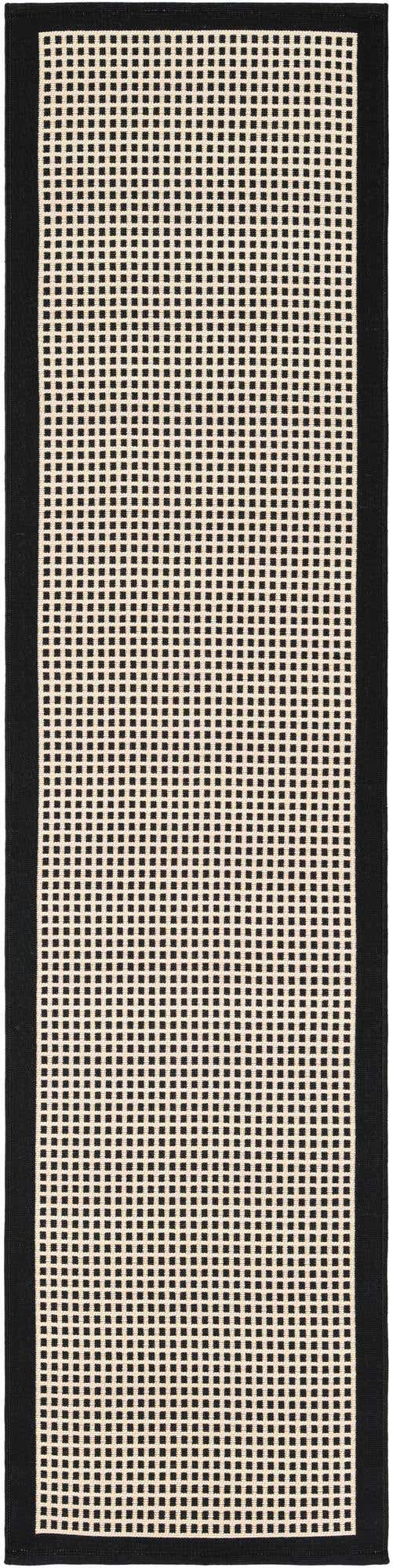 Black 2' x 8' Outdoor Border Runner Area Rug Weather Resistant for Patio, Deck, Terrace, Balcony, Porch 100% Polypropylene Classic Bordered Carpet for Sale at Rug Engine