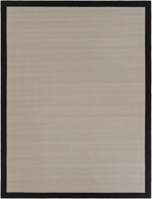 Black 7' 10 x 10' Outdoor Border Rectangle Area Rug Weather Resistant for Patio, Deck, Terrace, Balcony, Porch 100% Polypropylene Classic Bordered Carpet for Sale at Rug Engine