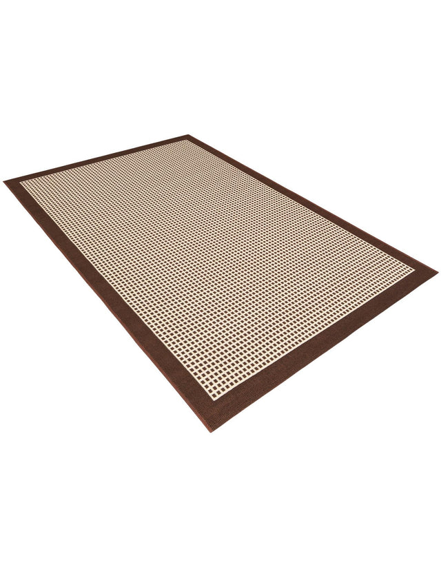 Brown 4' 1 x 6' 1 Outdoor Border Rectangle Area Rug Weather Resistant for Patio, Deck, Terrace, Balcony, Porch 100% Polypropylene Classic Bordered Carpet for Sale at Rug Engine