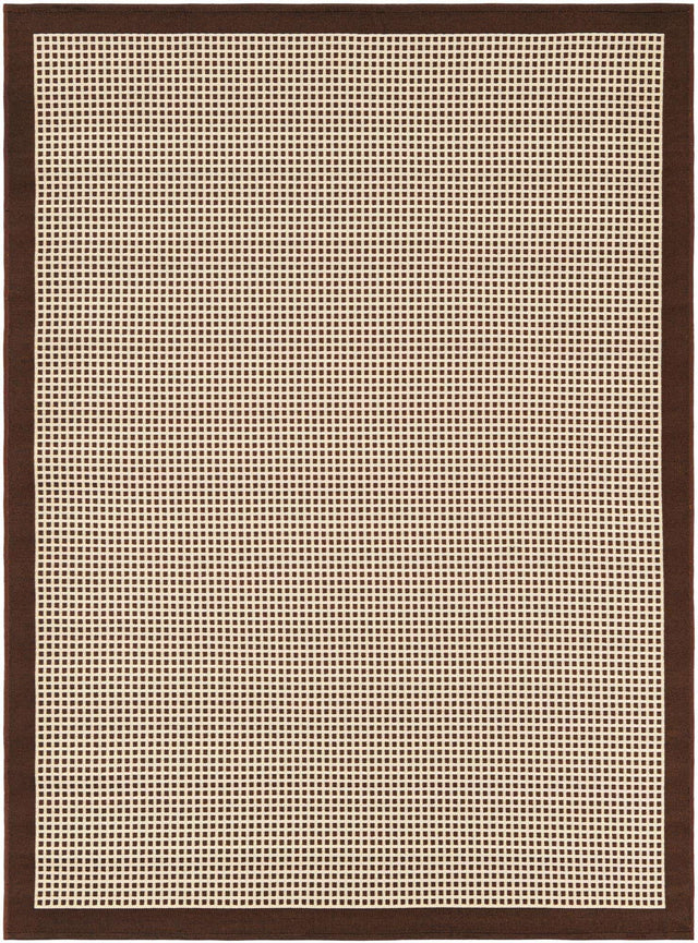 Brown 5' 1 x 7' 1 Outdoor Border Rectangle Area Rug Weather Resistant for Patio, Deck, Terrace, Balcony, Porch 100% Polypropylene Classic Bordered Carpet for Sale at Rug Engine