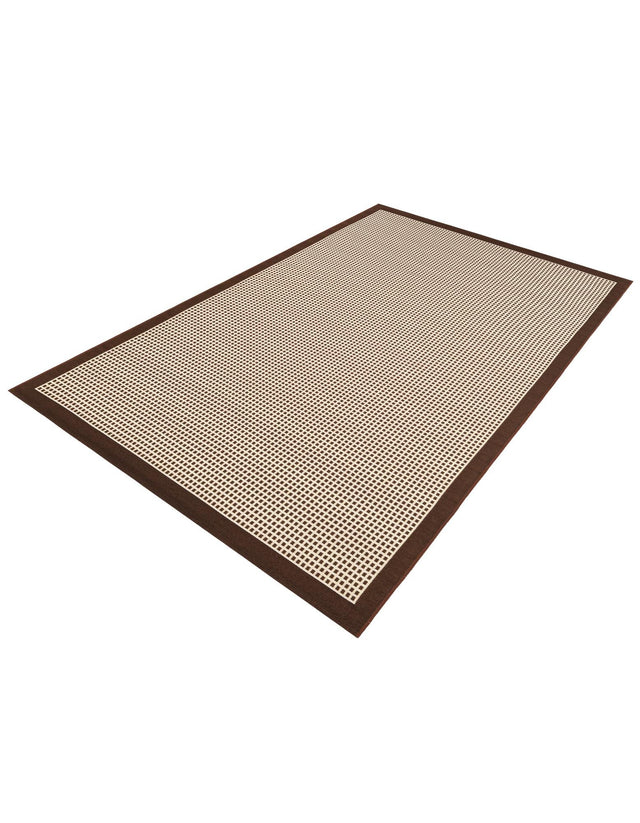 Brown 5' 1 x 8' Outdoor Border Rectangle Area Rug Weather Resistant for Patio, Deck, Terrace, Balcony, Porch 100% Polypropylene Classic Bordered Carpet for Sale at Rug Engine
