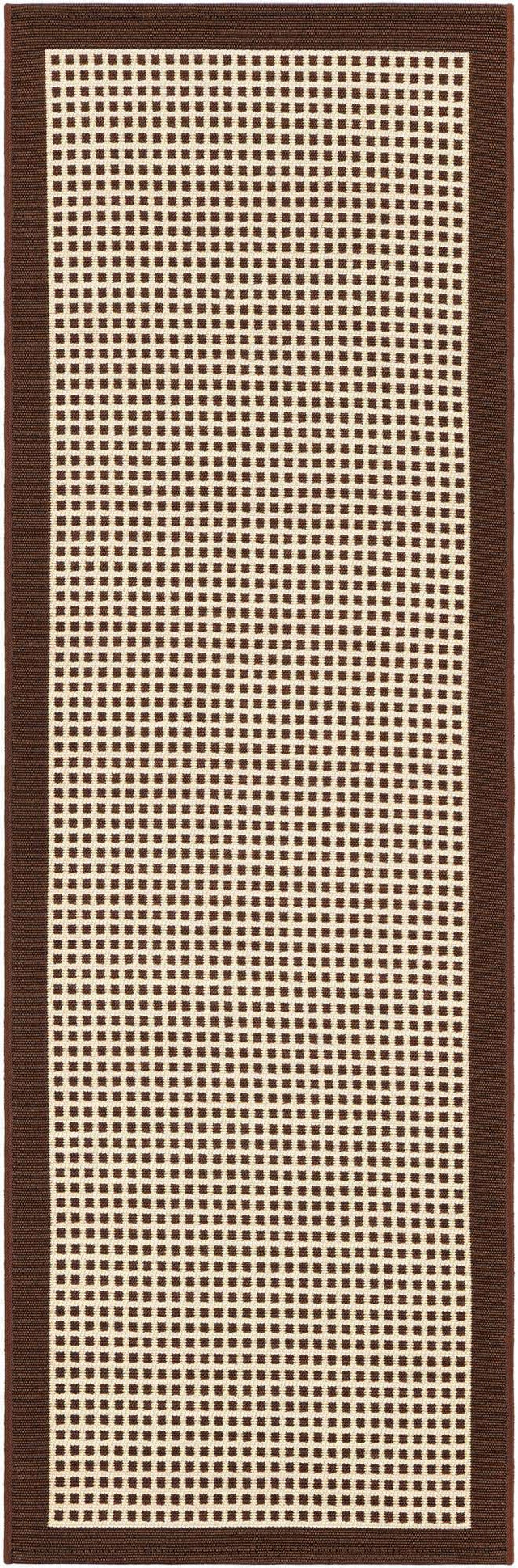 Brown 2' x 6' 1 Outdoor Border Runner Area Rug Weather Resistant for Patio, Deck, Terrace, Balcony, Porch 100% Polypropylene Classic Bordered Carpet for Sale at Rug Engine