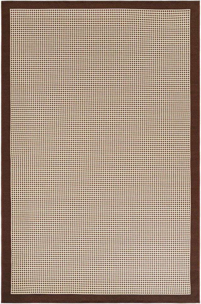 Brown 6' 1 x 9' Outdoor Border Rectangle Area Rug Weather Resistant for Patio, Deck, Terrace, Balcony, Porch 100% Polypropylene Classic Bordered Carpet for Sale at Rug Engine