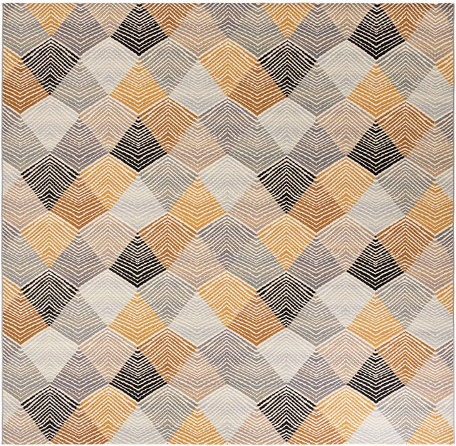 Gray 10' x 10' Outdoor Modern Square Area Rug Weather Resistant for Patio, Deck, Terrace, Balcony, Porch 100% Polypropylene Modern Outside Carpet for Sale at Rug Engine