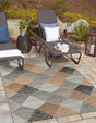 Gray 10' x 14' 1 Outdoor Modern Rectangle Area Rug Weather Resistant for Patio, Deck, Terrace, Balcony, Porch