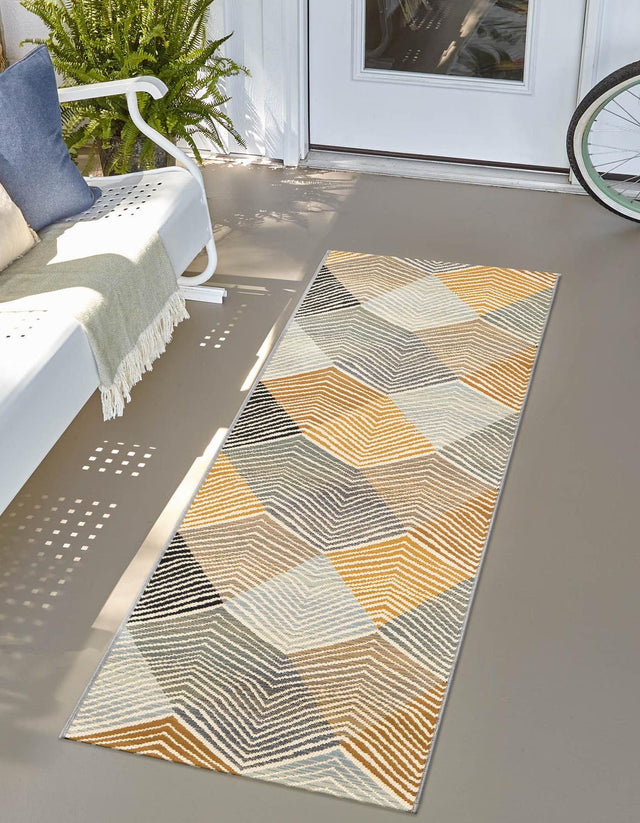 Gray 2' 7 x 12' Outdoor Modern Runner Area Rug Weather Resistant for Patio, Deck, Terrace, Balcony, Porch 100% Polypropylene Modern Outside Carpet for Sale at Rug Engine