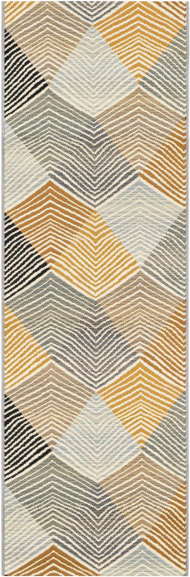 Gray 2' x 6' 1 Outdoor Modern Runner Area Rug Weather Resistant for Patio, Deck, Terrace, Balcony, Porch 100% Polypropylene Modern Outside Carpet for Sale at Rug Engine