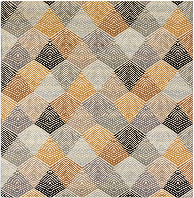 Gray 7' 10 x 7' 10 Outdoor Modern Square Area Rug Weather Resistant for Patio, Deck, Terrace, Balcony, Porch 100% Polypropylene Modern Outside Carpet for Sale at Rug Engine