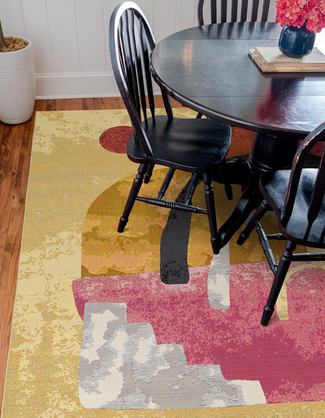 Multicolor 7' 10 x 7' 10 Outdoor Modern Square Area Rug Weather Resistant for Patio, Deck, Terrace, Balcony, Porch 100% Polypropylene Modern Outside Carpet for Sale at Rug Engine