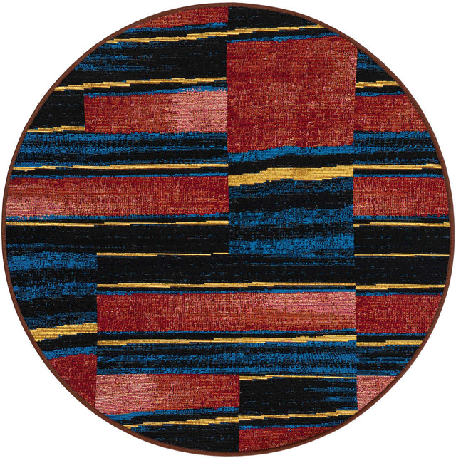Multicolor 3' 1 x 3' 1 Outdoor Modern Round Area Rug Weather Resistant for Patio, Deck, Terrace, Balcony, Porch 100% Polypropylene Modern Outside Carpet for Sale at Rug Engine