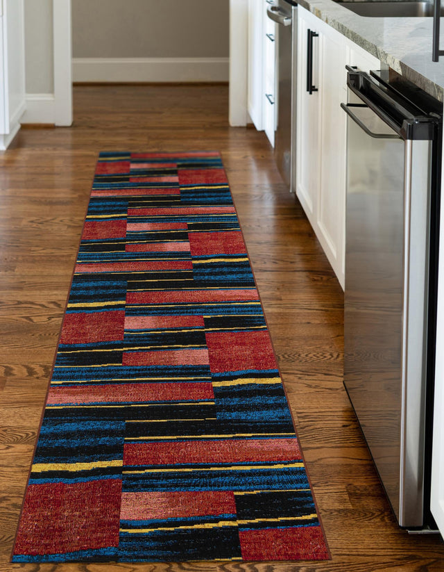 Multicolor 2' 7 x 10' Outdoor Modern Runner Area Rug Weather Resistant for Patio, Deck, Terrace, Balcony, Porch 100% Polypropylene Modern Outside Carpet for Sale at Rug Engine