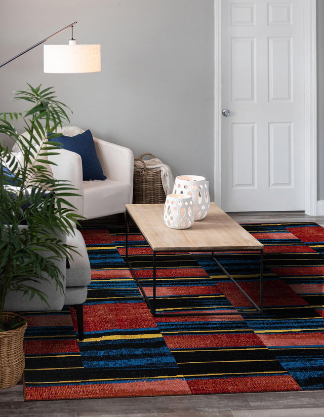 Multicolor 10' x 10' Outdoor Modern Square Area Rug Weather Resistant for Patio, Deck, Terrace, Balcony, Porch 100% Polypropylene Modern Outside Carpet for Sale at Rug Engine