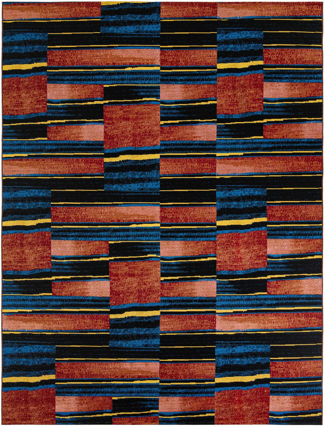Multicolor 9' x 12' Outdoor Modern Rectangle Area Rug Weather Resistant for Patio, Deck, Terrace, Balcony, Porch 100% Polypropylene Modern Outside Carpet for Sale at Rug Engine