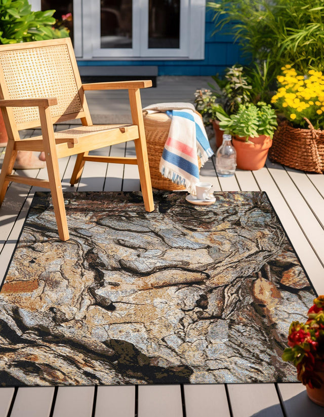 Multicolor 5' 1 x 8' Outdoor Modern Rectangle Area Rug Weather Resistant for Patio, Deck, Terrace, Balcony, Porch 100% Polypropylene Modern Outside Carpet for Sale at Rug Engine