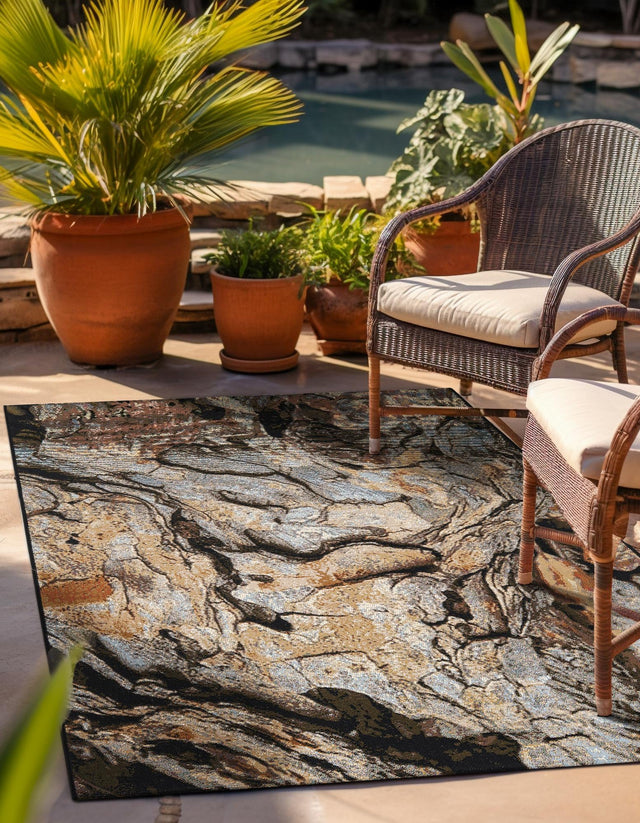 Multicolor 5' 1 x 8' Outdoor Modern Rectangle Area Rug Weather Resistant for Patio, Deck, Terrace, Balcony, Porch 100% Polypropylene Modern Outside Carpet for Sale at Rug Engine