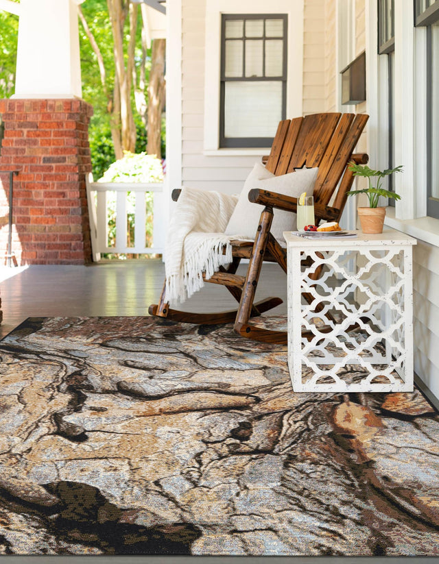 Multicolor 5' 1 x 8' Outdoor Modern Rectangle Area Rug Weather Resistant for Patio, Deck, Terrace, Balcony, Porch 100% Polypropylene Modern Outside Carpet for Sale at Rug Engine