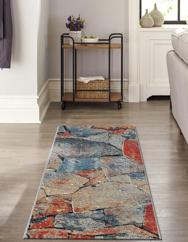 Multicolor 2' x 6' 1 Outdoor Modern Runner Area Rug Weather Resistant for Patio, Deck, Terrace, Balcony, Porch 100% Polypropylene Modern Outside Carpet for Sale at Rug Engine