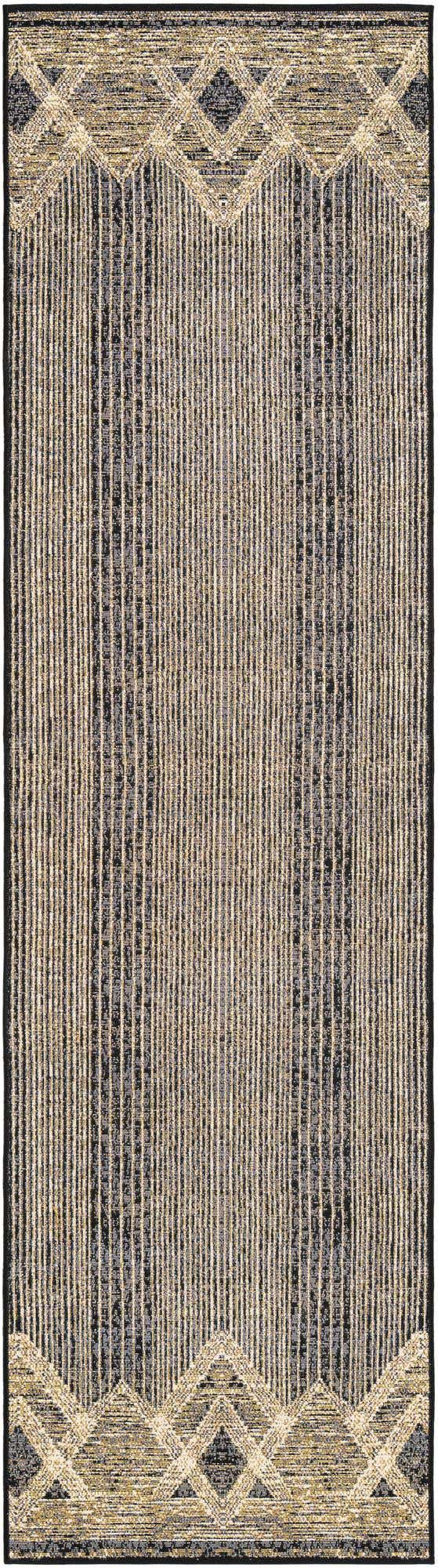 Charcoal 2' 7 x 10' Outdoor Modern Runner Area Rug Weather Resistant for Patio, Deck, Terrace, Balcony, Porch 100% Polypropylene Modern Outside Carpet for Sale at Rug Engine