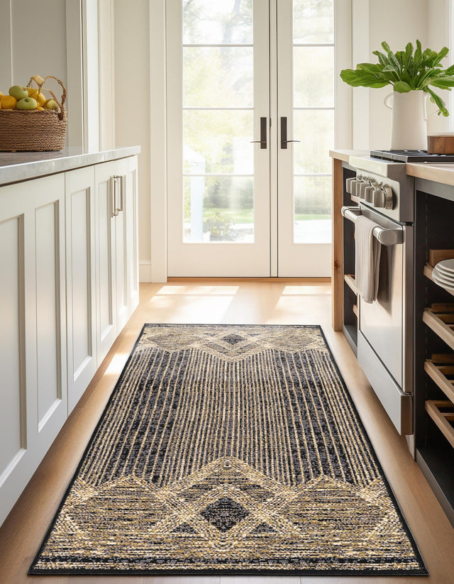 Charcoal 2' x 8' Outdoor Modern Runner Area Rug Weather Resistant for Patio, Deck, Terrace, Balcony, Porch 100% Polypropylene Modern Outside Carpet for Sale at Rug Engine