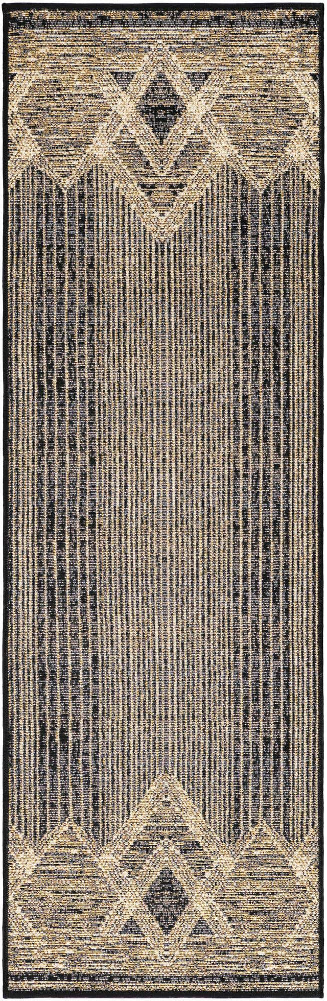 Charcoal 2' x 6' 1 Outdoor Modern Runner Area Rug Weather Resistant for Patio, Deck, Terrace, Balcony, Porch 100% Polypropylene Modern Outside Carpet for Sale at Rug Engine