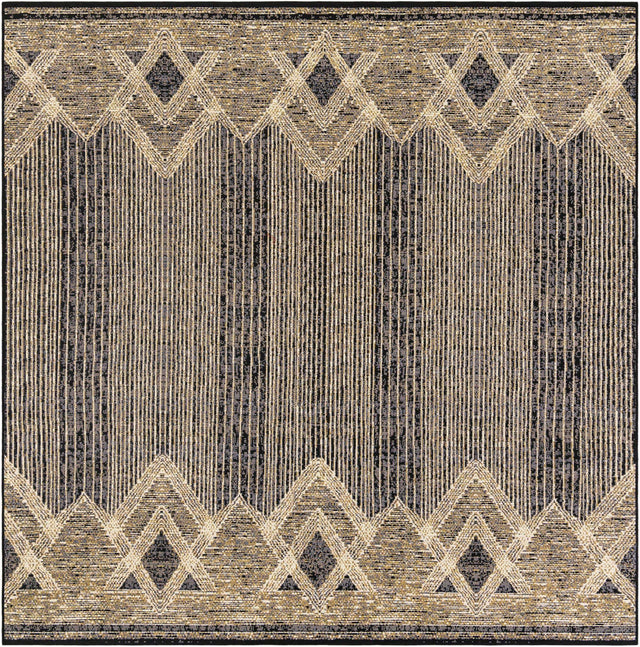 Charcoal 7' 10 x 7' 10 Outdoor Modern Square Area Rug Weather Resistant for Patio, Deck, Terrace, Balcony, Porch 100% Polypropylene Modern Outside Carpet for Sale at Rug Engine