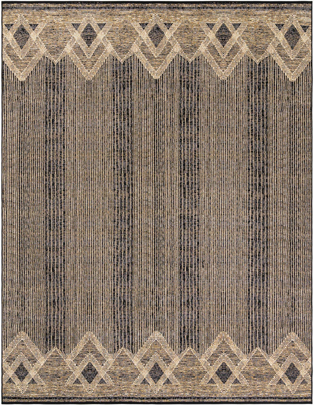 Charcoal 9' x 12' Outdoor Modern Rectangle Area Rug Weather Resistant for Patio, Deck, Terrace, Balcony, Porch 100% Polypropylene Modern Outside Carpet for Sale at Rug Engine