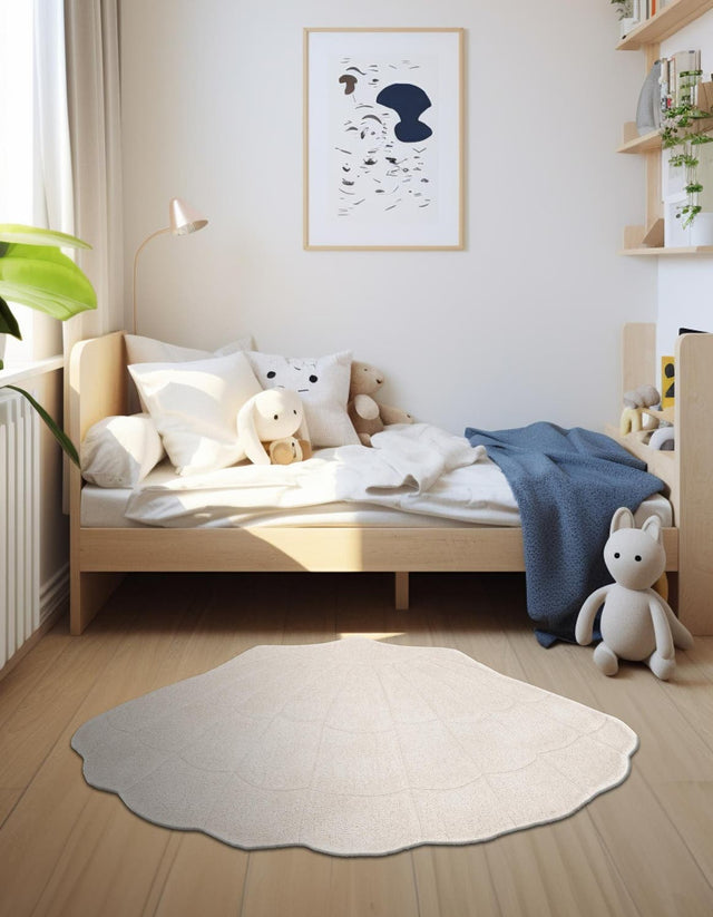 Ivory 3' 1 x 4' 1 Playtime Kids Wool Freeform Area Rug for Baby Nursery, Toddler Playroom, Bedrooms Hand Tufted High Quality Dense Wool Pile Natural Carpet for Sale at Rug Engine
