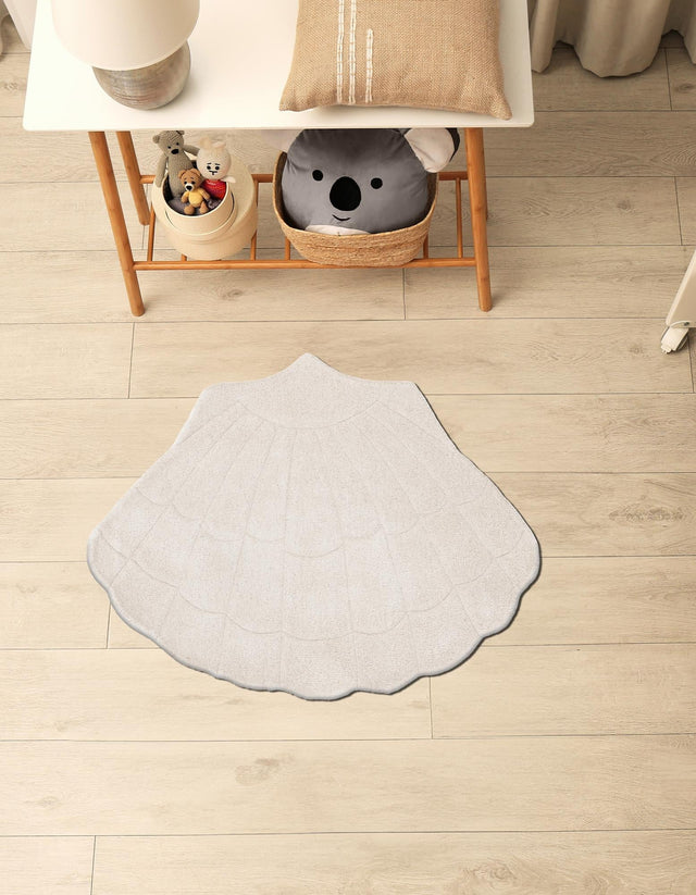 Ivory 4' 1 x 5' 3 Playtime Kids Wool Freeform Area Rug for Baby Nursery, Toddler Playroom, Bedrooms