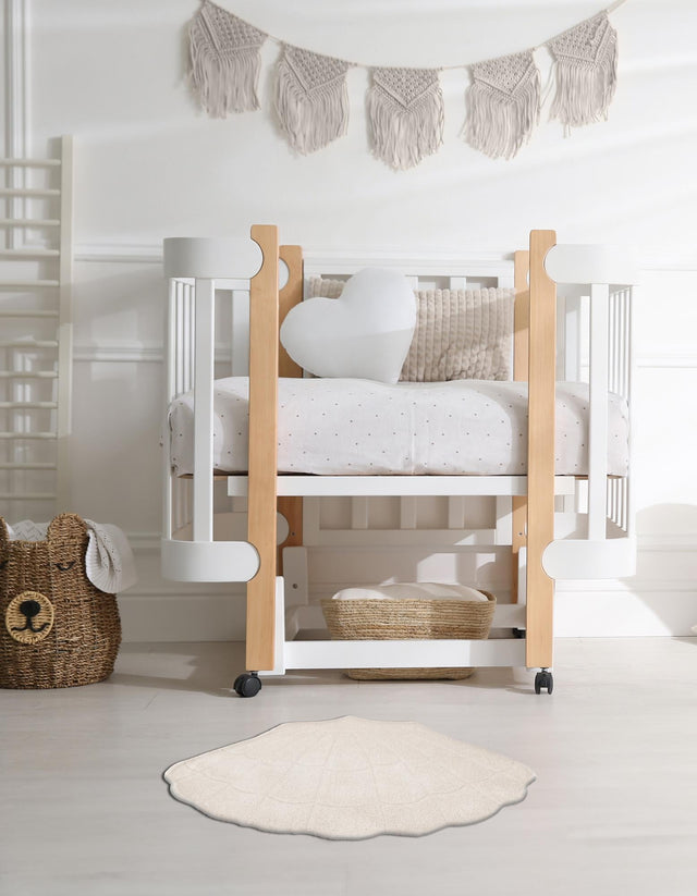 Ivory 4' 1 x 5' 3 Playtime Kids Wool Freeform Area Rug for Baby Nursery, Toddler Playroom, Bedrooms