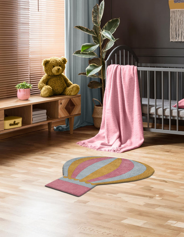 Multicolor 4' 1 x 4' 5 Playtime Kids Wool Freeform Area Rug for Baby Nursery, Toddler Playroom, Bedrooms
