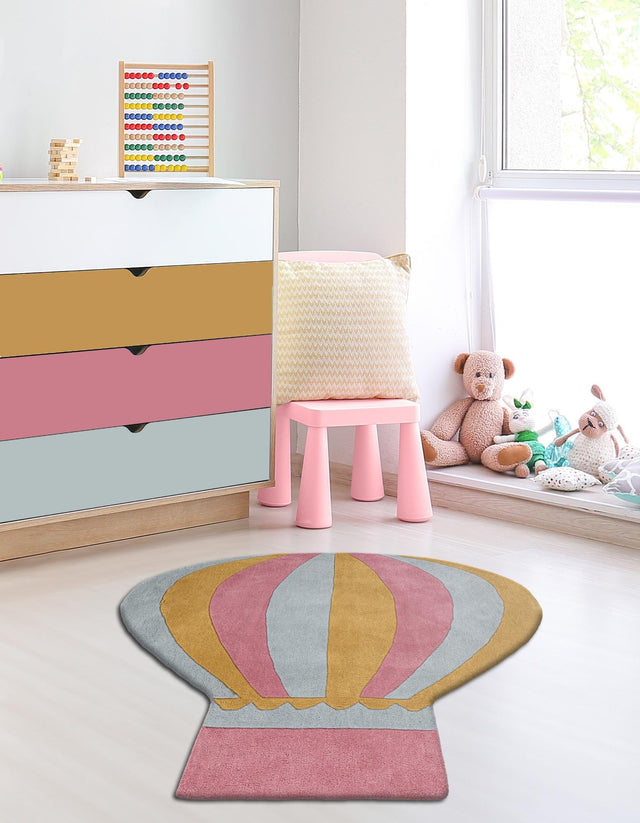Multicolor 4' 1 x 4' 5 Playtime Kids Wool Freeform Area Rug for Baby Nursery, Toddler Playroom, Bedrooms
