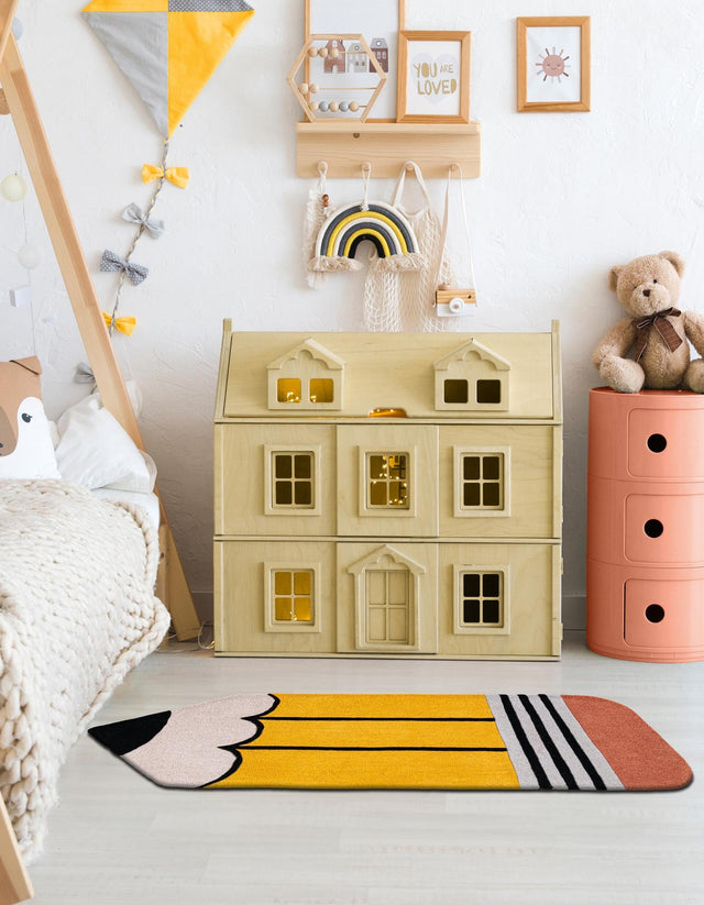 Multicolor 2' 6 x 7' 5 Playtime Kids Wool Freeform Area Rug for Baby Nursery, Toddler Playroom, Bedrooms