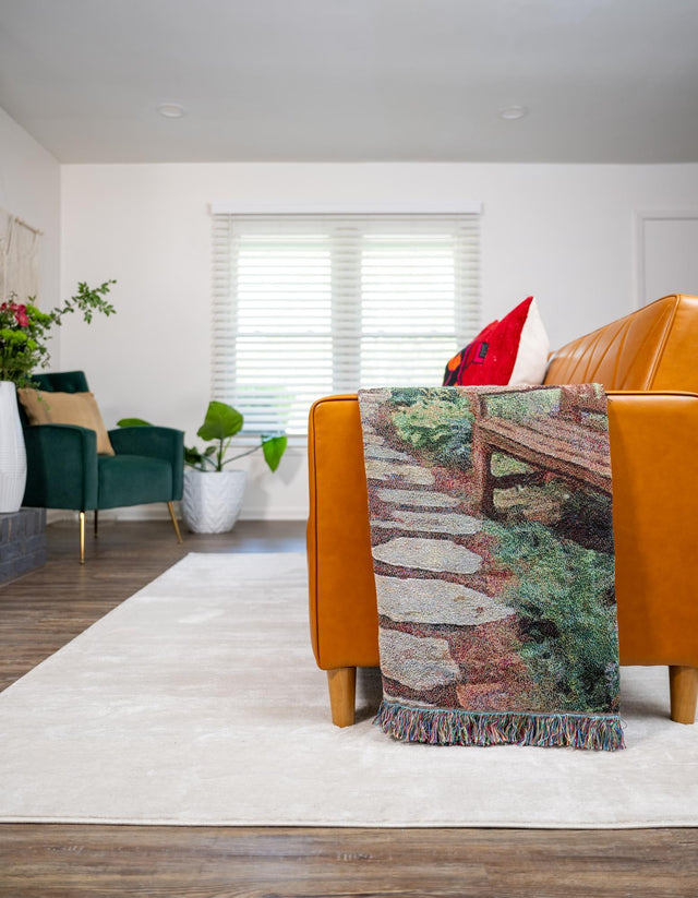 Green 4' 6 x 6' Throw Blanket Rectangle Area Rug 100% Cotton Washable Cozy Soft Warm Room Decor Accent Made In USA