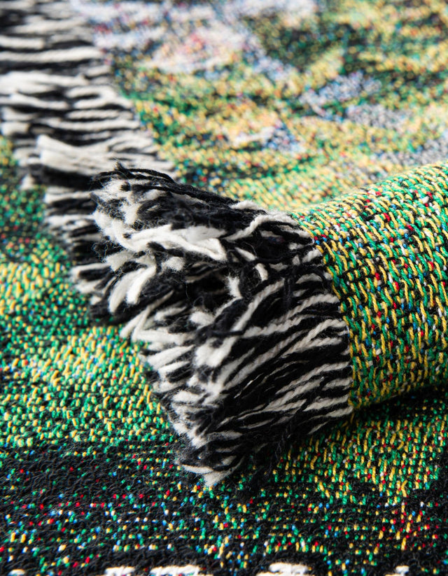 Green 4' 6 x 6' Throw Blanket Rectangle Area Rug 100% Cotton Washable Cozy Soft Warm Room Decor Accent Made In USA