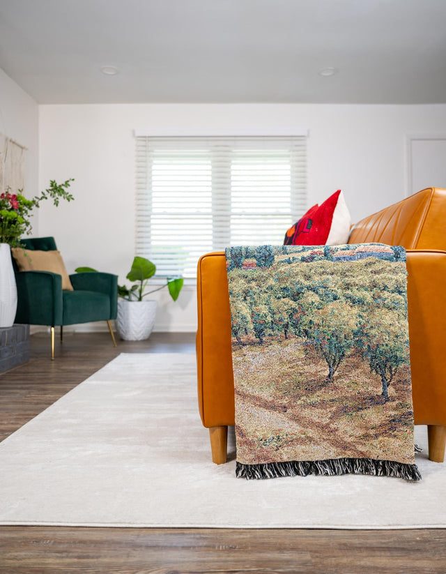 Green 4' 6 x 6' Throw Blanket Rectangle Area Rug 100% Cotton Washable Cozy Soft Warm Room Decor Accent Made In USA