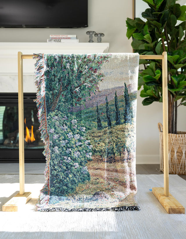 Green 4' 6 x 6' Throw Blanket Rectangle Area Rug 100% Cotton Washable Cozy Soft Warm Room Decor Accent Made In USA