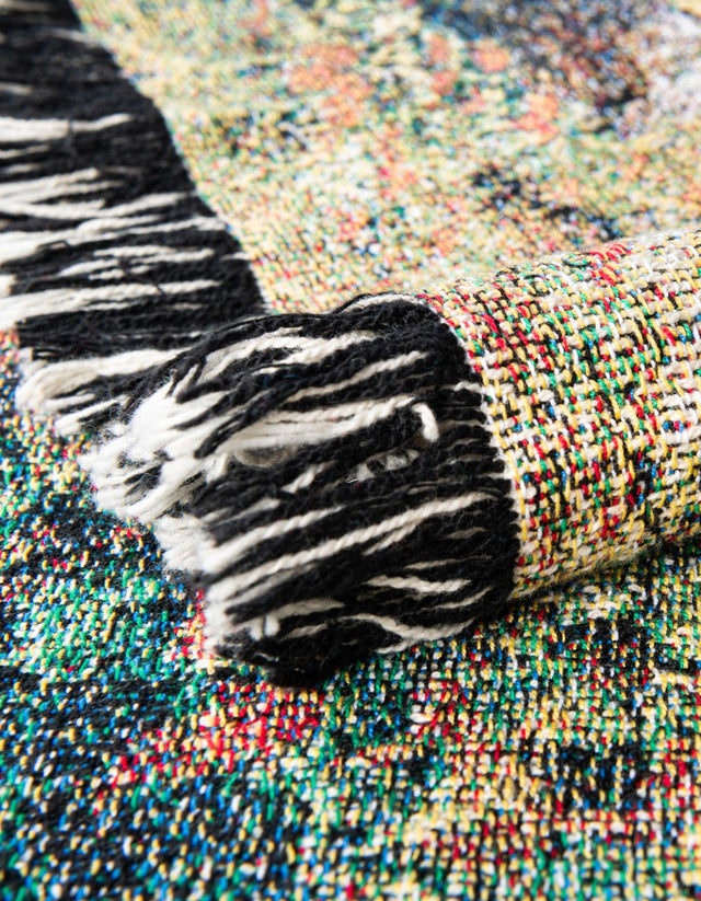 Green 4' 6 x 6' Throw Blanket Rectangle Area Rug 100% Cotton Washable Cozy Soft Warm Room Decor Accent Made In USA