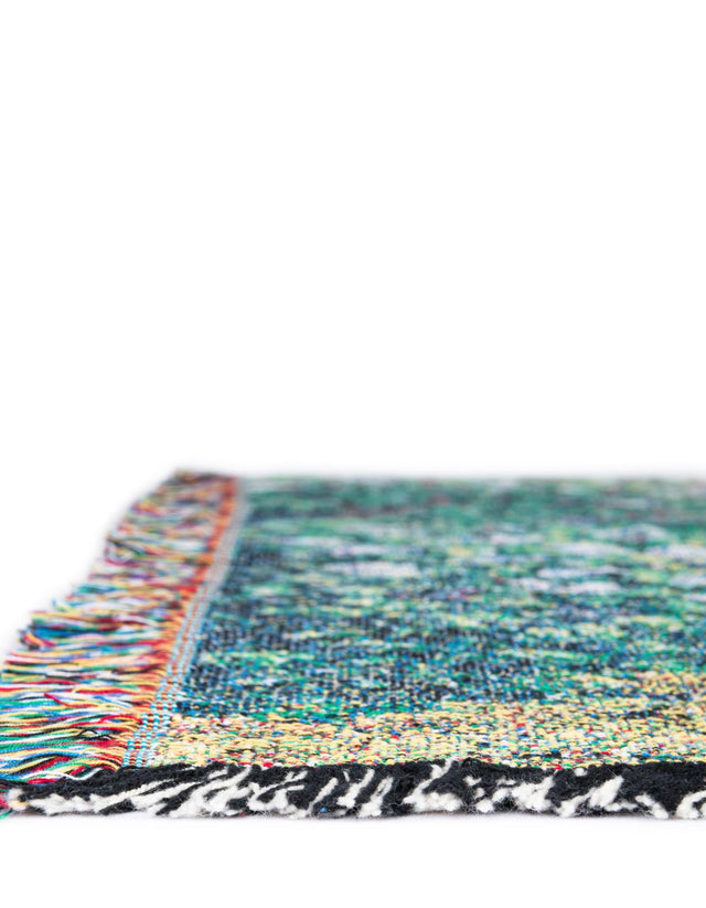 Green 4' 6 x 6' Throw Blanket Rectangle Area Rug 100% Cotton Washable Cozy Soft Warm Room Decor Accent Made In USA