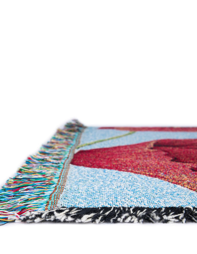 Red 4' 6 x 6' Throw Blanket Rectangle Area Rug 100% Cotton Washable Cozy Soft Warm Room Decor Accent Made In USA