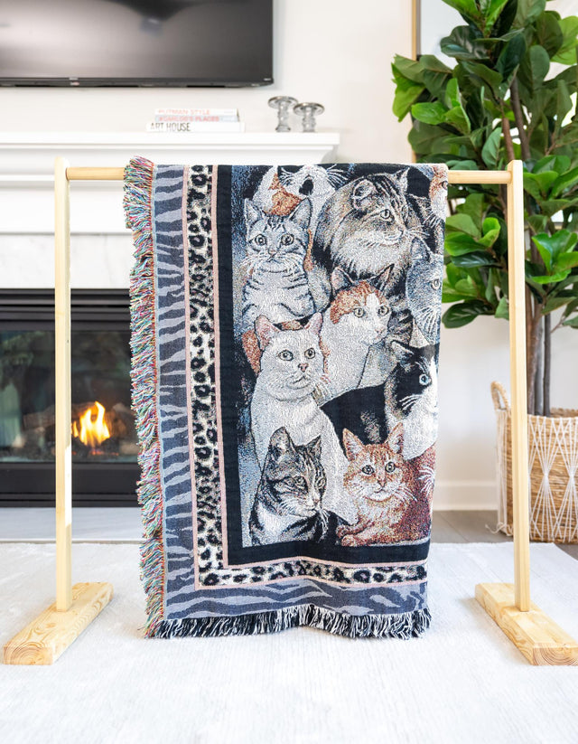 Black and White 4' 6 x 6' Throw Blanket Rectangle Area Rug 100% Cotton Washable Cozy Soft Warm Room Decor Accent Made In USA