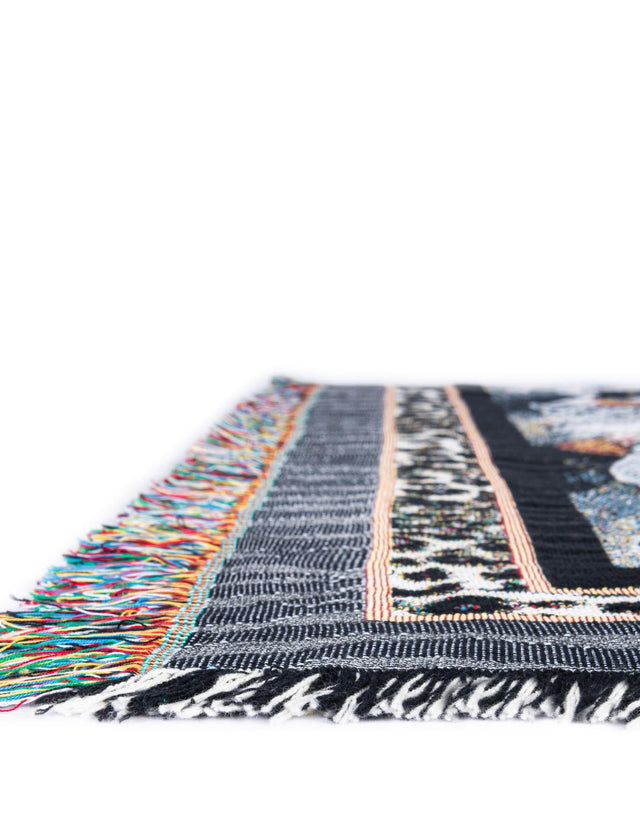 Black and White 4' 6 x 6' Throw Blanket Rectangle Area Rug 100% Cotton Washable Cozy Soft Warm Room Decor Accent Made In USA