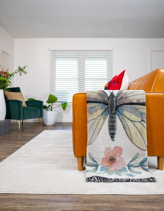 Yellow 4' 6 x 6' Throw Blanket Rectangle Area Rug 100% Cotton Washable Cozy Soft Warm Room Decor Accent Made In USA