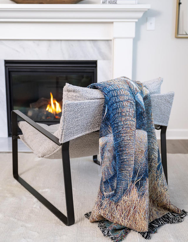 Brown and Gray 4' 6 x 6' Throw Blanket Rectangle Area Rug 100% Cotton Washable Cozy Soft Warm Room Decor Accent Made In USA