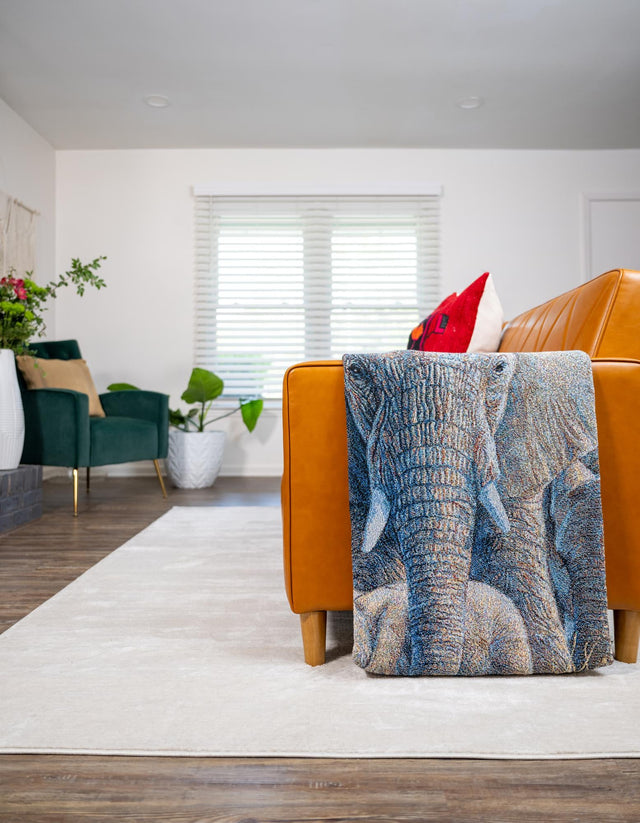 Brown and Gray 4' 6 x 6' Throw Blanket Rectangle Area Rug 100% Cotton Washable Cozy Soft Warm Room Decor Accent Made In USA